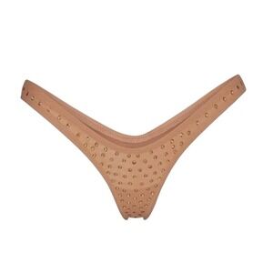 SKIMS Sparkle Jersey Mini‎ Thong Swarovski Crystal Sienna Brown 3X New